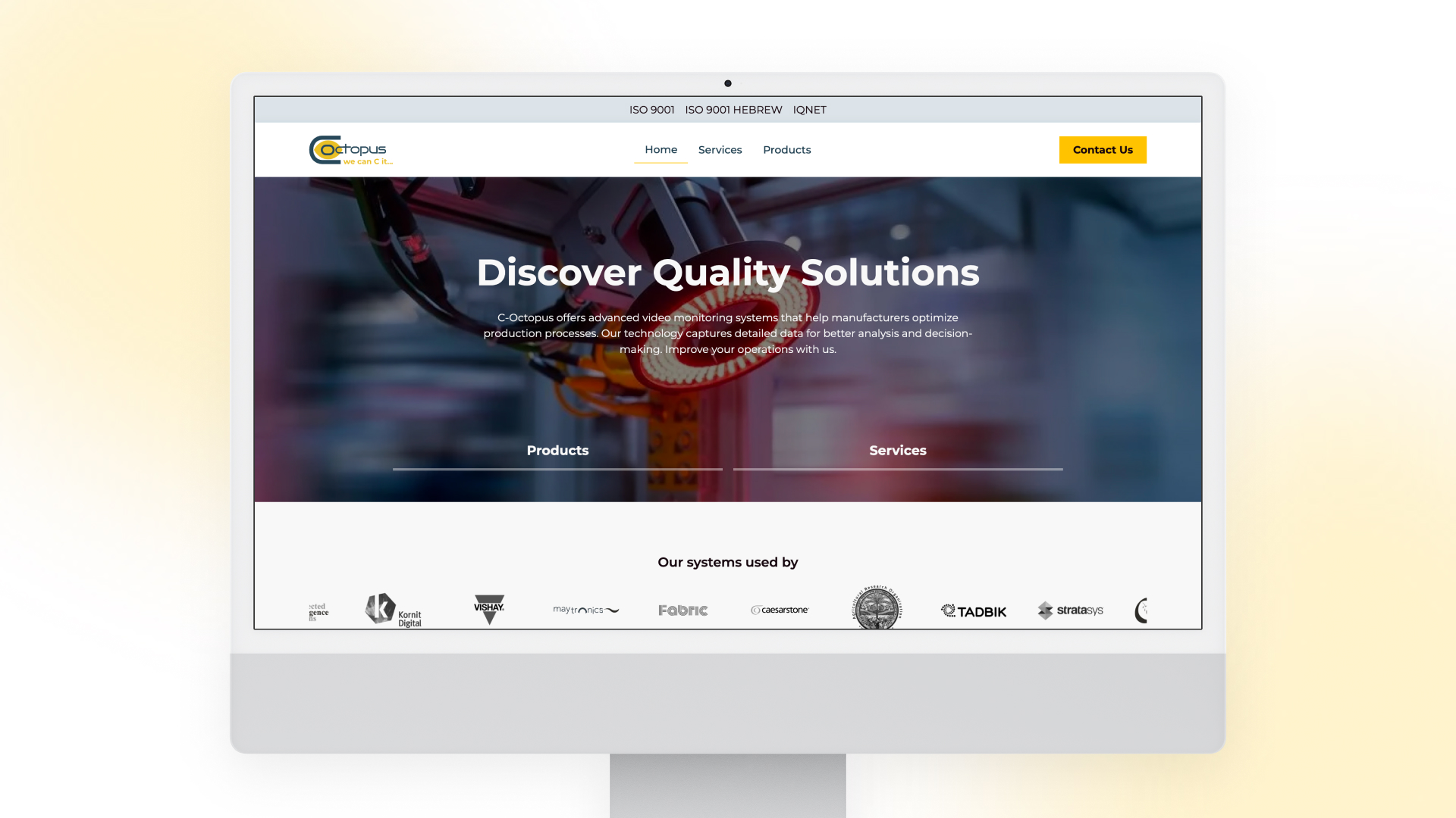 C-Octopus machine vision solutions website mockup on desktop display