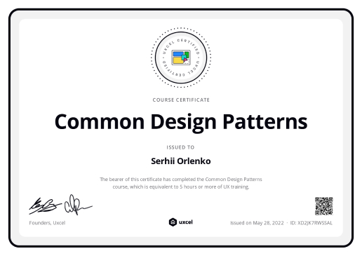 Common Design Patterns certificate